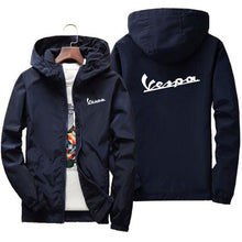 Load image into Gallery viewer, Summer 2020 Men's Bomber Jacket Thin Long Sleeve Vespa Printed Casual Jacket Hooded Windbreaker Zipper Jacket Brand Clothing
