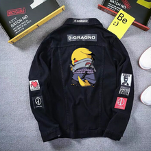 Load image into Gallery viewer, 2020 denim jacket men's spring and autumn Korean student trend Pikachu denim men's autumn loose casual jacket
