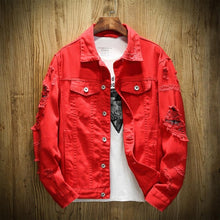 Load image into Gallery viewer, JDDTON Men's Autumn Denim Trendy Jackets Casual Hip Hop Fashion Vintage Ripped Overcoats Streetwear Cowboy Jeans Outerwear JE385
