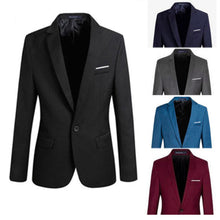 Load image into Gallery viewer, 2019 S-4XL Men's Formal Slim Fit Formal One Button Suit Long Sleeve Notched Blazer Cotton Blend Coat Jacket Top
