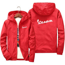Load image into Gallery viewer, Summer 2020 Men's Bomber Jacket Thin Long Sleeve Vespa Printed Casual Jacket Hooded Windbreaker Zipper Jacket Brand Clothing
